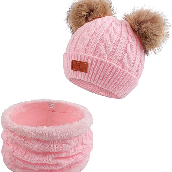 Pink Winter Girls & Boys Warm Hats Set; Toddler Scarf Set - Picture 1 of 6